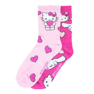 2 Pack Ribbed Hello Kitty Mid Crew - Adult