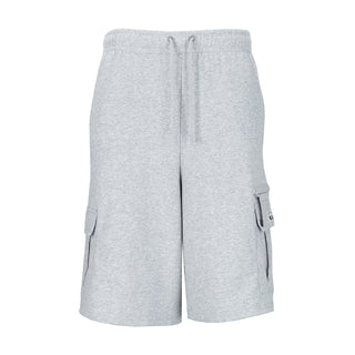 Heather grey french terry cargo shorts with drawstring elastic waist and side cargo pockets