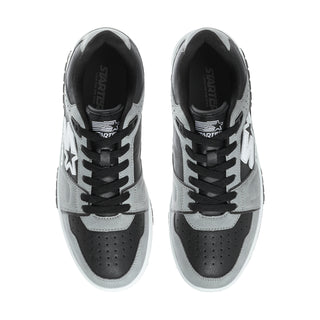 Men's grey low-top sneakers with black laces, Star tongue logo, padded collar
