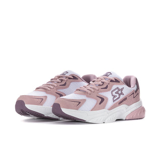 Women's lace-up sneakers, lilac and white mesh with brown overlay and Starter logo
