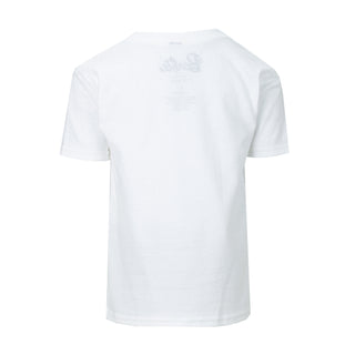 Toddler Barbie logo graphic T-shirt, white, short sleeves, crew neck