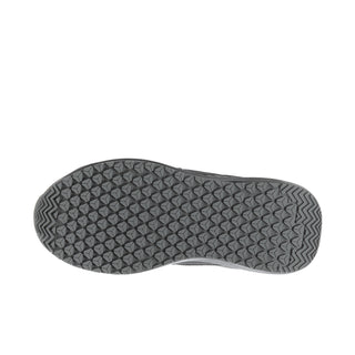 Women’s black steel toe work sneaker outsole, textured tread for traction