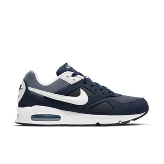 Men's Nike Air Max IVO running shoe in navy and white with visible Air unit