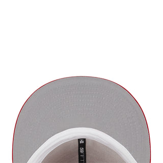 Gray baseball cap showing white inner band and stitching detail at top