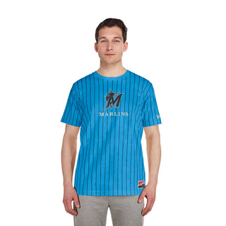 Marlins Team Logo Pinstripe Tee - Mens
