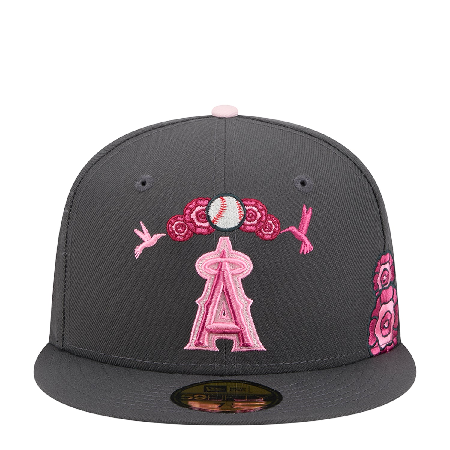 AH MURDERZ × MLB × NEW ERA® Angels New Era Angels Dia de Muertos 5950 | Dark Grey/Pink | ShopWSS
