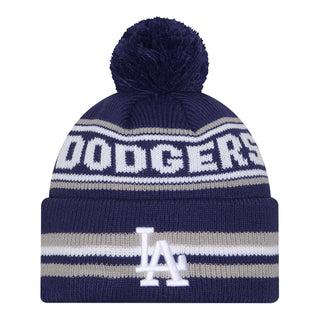 Dodgers Knit Classic Stripe Pom Beanie