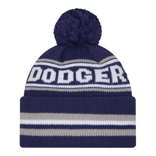 Dodgers Knit Classic Stripe Pom Beanie