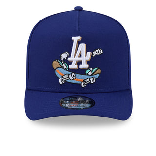 Royal blue A-frame baseball cap with LA cartoon logo patch