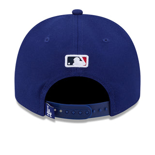 Royal blue A-frame baseball cap with LA back MLB logo and snap strap