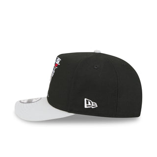 Black baseball cap with white New Era logo on front and side artwork