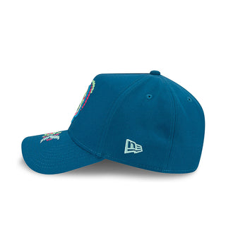 Blue A-frame cap with New Era side logo on plain panel