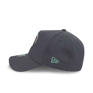 Raiders Dia de Muertos A-Frame cap, side view with green Raiders N logo on brim