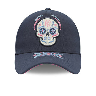 Navy A-Frame baseball cap with multicolor Dia de Muertos skull front patch