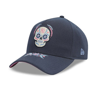 Navy A-Frame baseball cap with skull emblem and New Era flag logo