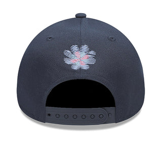 Navy A-Frame baseball cap back with vent eyelets and curved brim