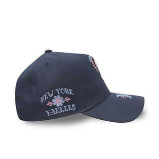 Navy A-Frame baseball cap with 'New York Yankees' logo and multicolor brim trim