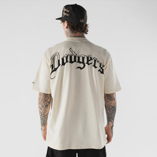 Beige men's T-shirt back view with large 'Dodgers' graphic