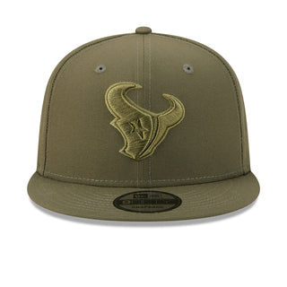 New olive baseball cap with embroidered bull logo on front and curved brim