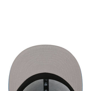 Light gray baseball cap top with black inner band and ventilation eyelets