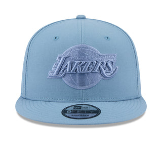 Light blue baseball cap with embroidered Lakers logo and New Era snapback strap