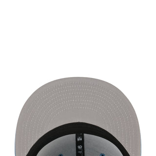 Light gray baseball cap with stitched crown and black inner brim edge