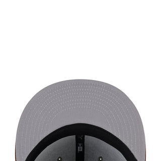 Gray baseball cap with black interior band and top stitched panels
