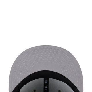Light gray baseball cap with black inner band and snapback adjustment