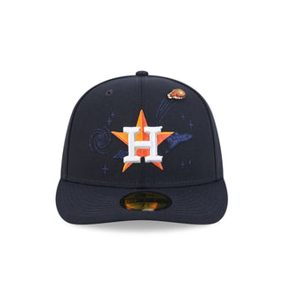 Navy baseball cap with orange-blue star and white H logo patch on front