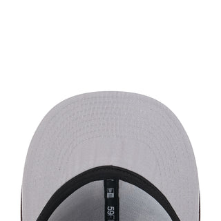 Gray baseball cap with black inner patch labeled 5950, top close-up.