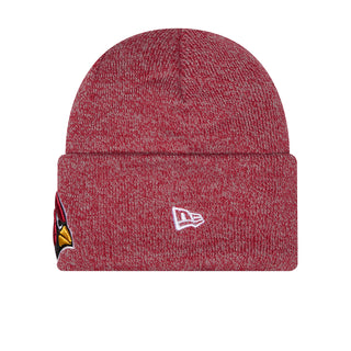 Red marled knit beanie with folded cuff, Cardinals side emblem, small white logo
