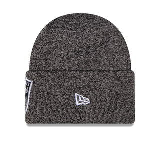 Gray-black marled knit beanie with New Era flag logo on folded cuff