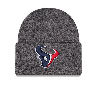 Marled knit beanie with Texans logo patch, heather gray and multicolor cuff