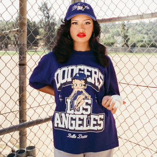 Royal blue unisex graphic tee with Dodgers Los Angeles front print