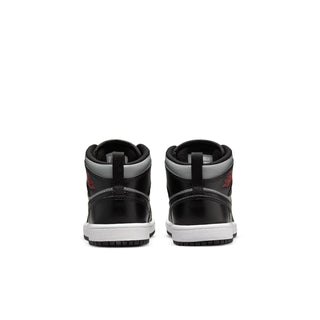 Kids black high-top sneakers with white midsole, Air logo on heel, lace-up