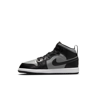 Kids black, grey and white high-top sneaker with Nike swoosh and lace-up