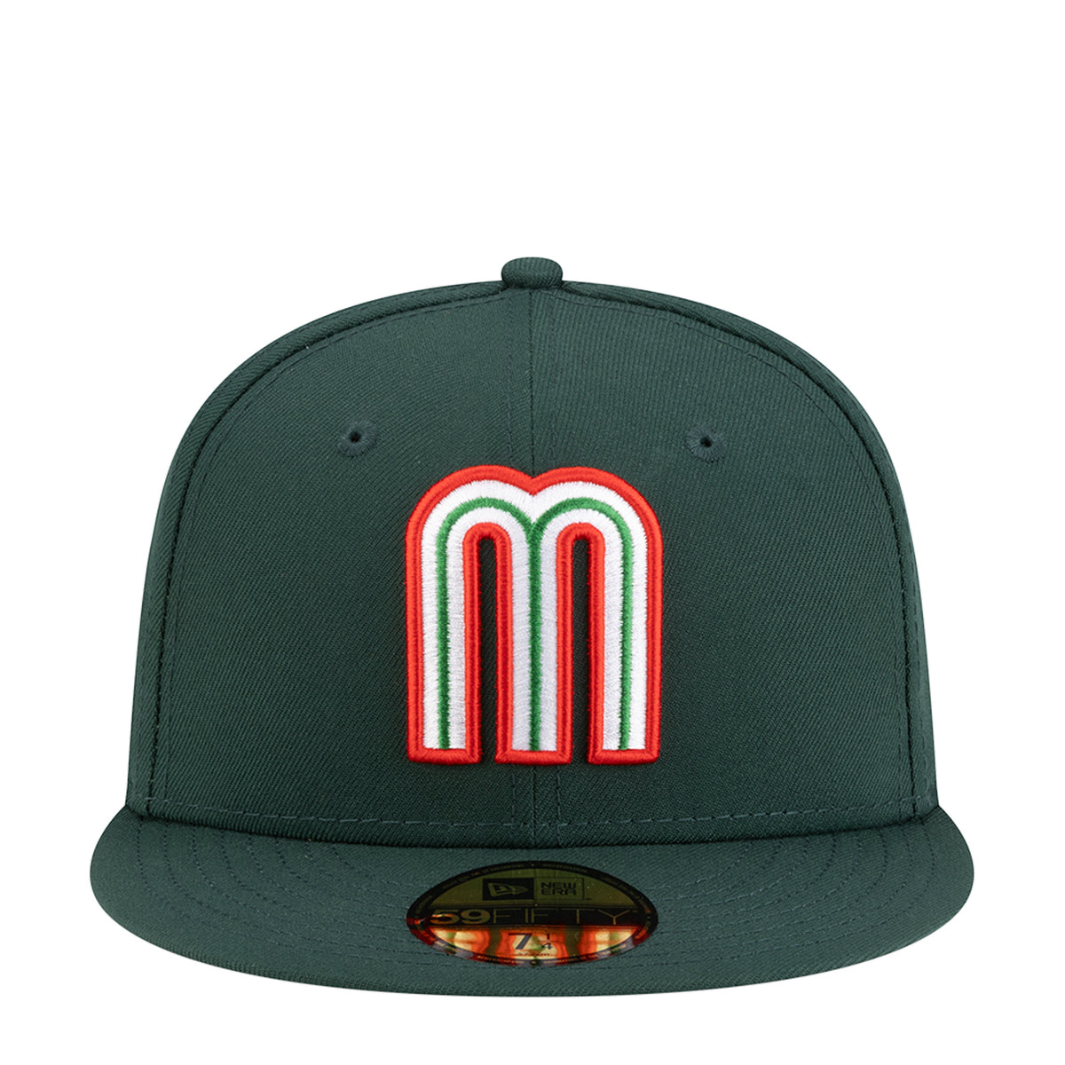 New Arrivals! Black Embroidered Letter On Cap with Green-Red Web Stripe New Era Mexico  main image 2