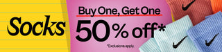 buy one get one 50% off sock banner