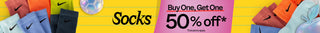 buy one get one 50% off sock banner