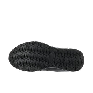 Black Skechers wide lace-up sneaker outsole with detailed tread pattern