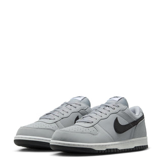 Men's Nike low-top sneakers pair, light gray leather with black swoosh