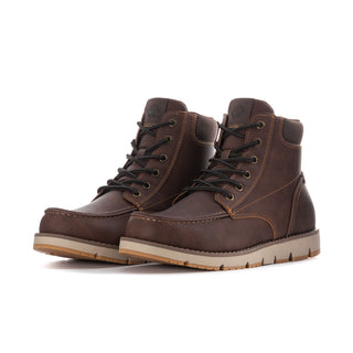 Pair of men's Briar lace-up ankle boots in brown leather with rugged tread sole