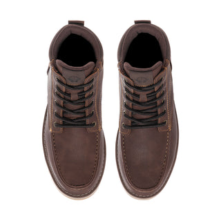 Men's Briar lace-up ankle boots, brown uppers, lace rows and round toe, padded collar