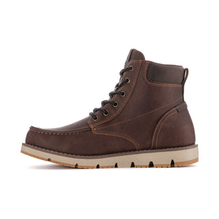 Men's Briar lace-up ankle boots, brown leather upper with contrast stitching and thick sole