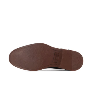Men's black leather oxford shoe outsole, brown textured rubber tread