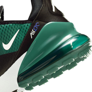Youth Air Max 270 close-up, green translucent air heel with black mesh and white swoosh