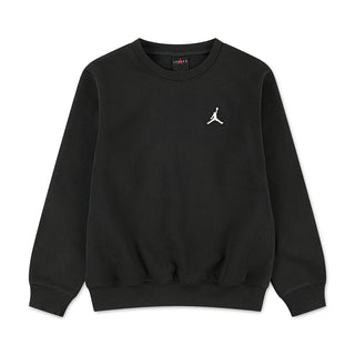 Black youth crewneck fleece sweatshirt with small Jumpman logo on chest
