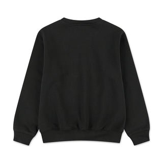 Black youth crewneck fleece sweatshirt back view, plain