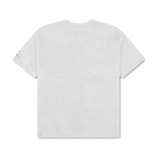 Youth heather gray T-shirt, plain back view
