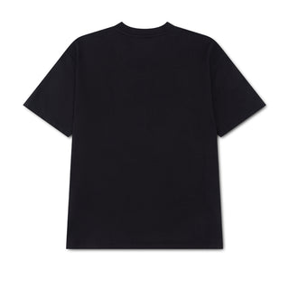 Back of the black youth T-shirt, with a plain design
